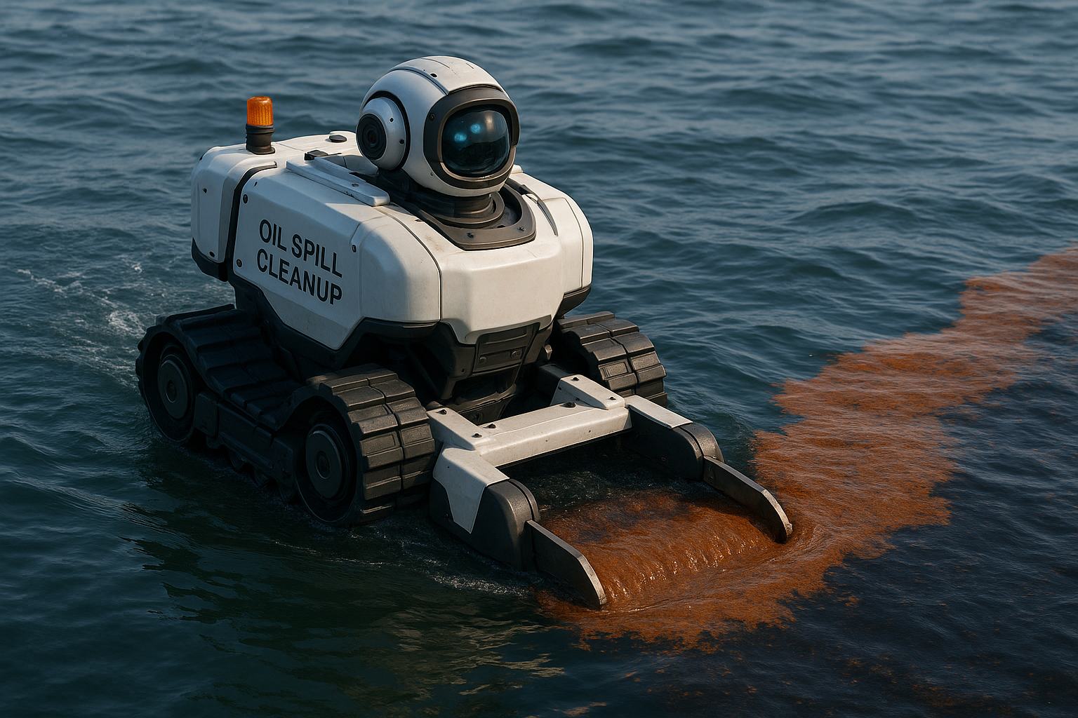 Sistema AI per la raccolta di sversamenti in mare